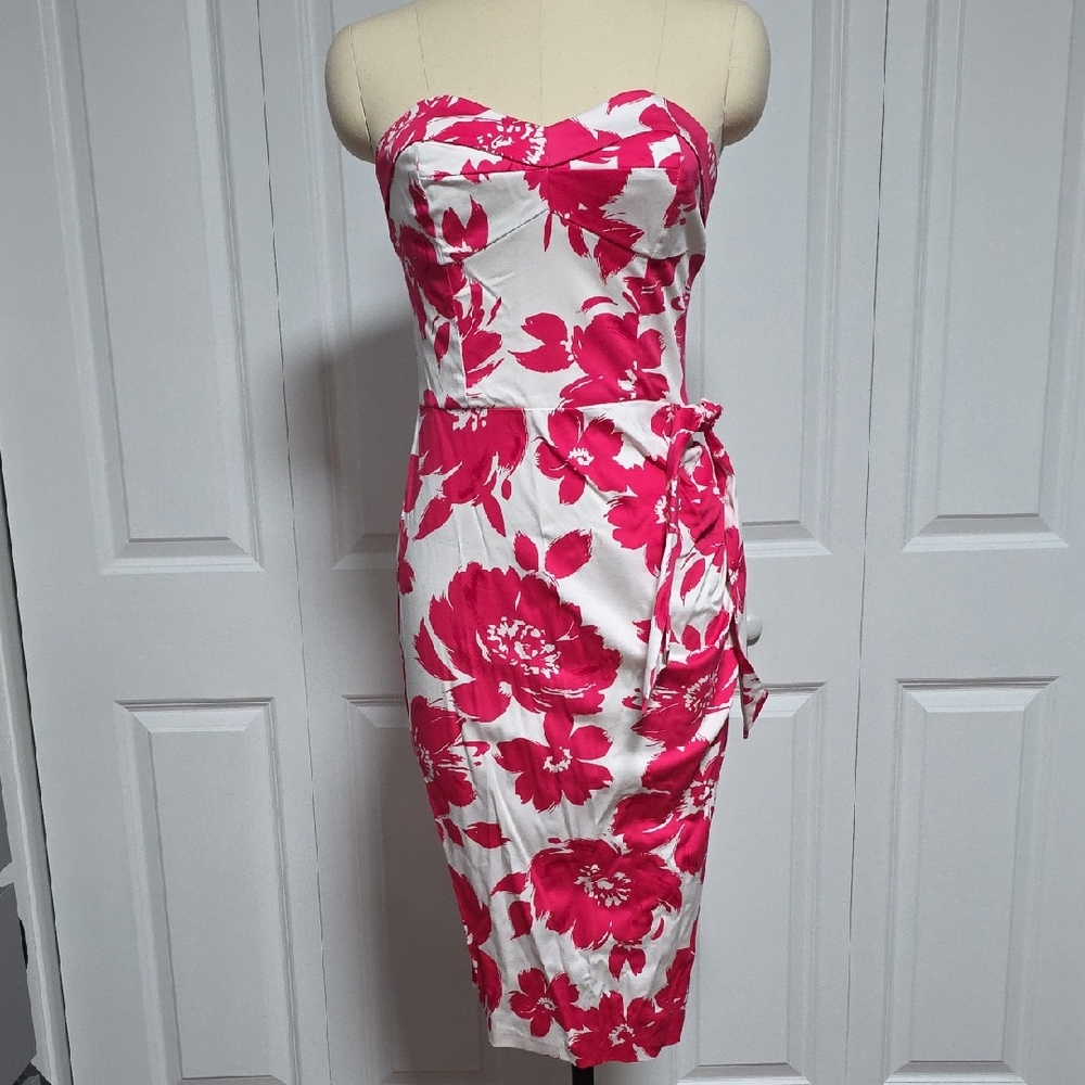 SO COUTURE / PRETTY DRESS COMPANY Strapless Tiki Dress Pink White sz UK 10 US 6